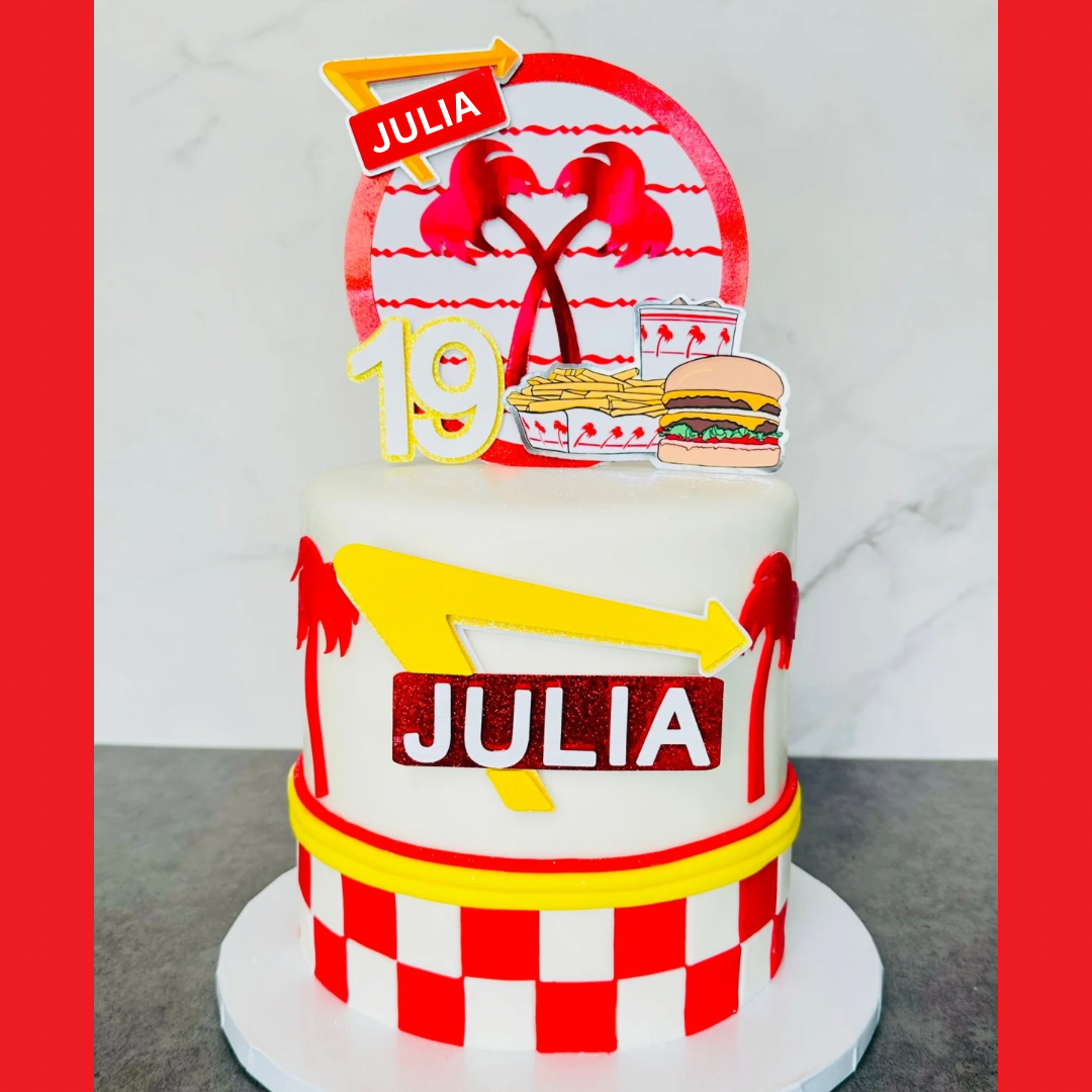 SoCal Cheeseburger Cake Topper Round