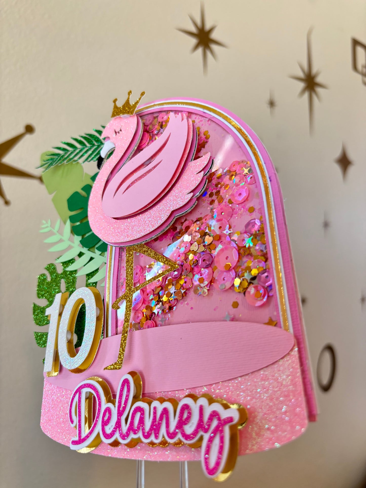 Flamingo Shaker Cake Topper