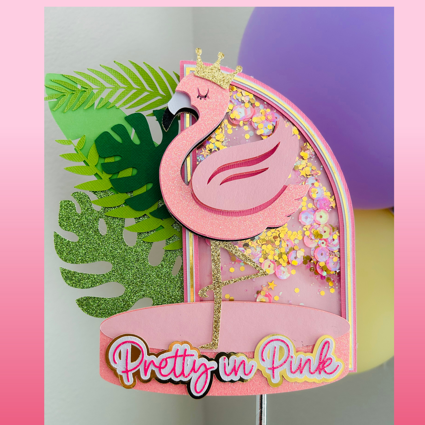 Flamingo Shaker Cake Topper