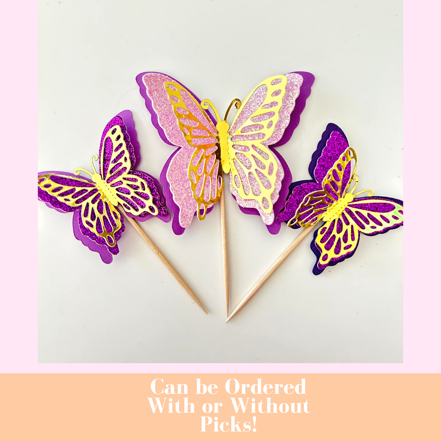 Handmade 3D Butterfly Cake Charms/Cupcake Toppers