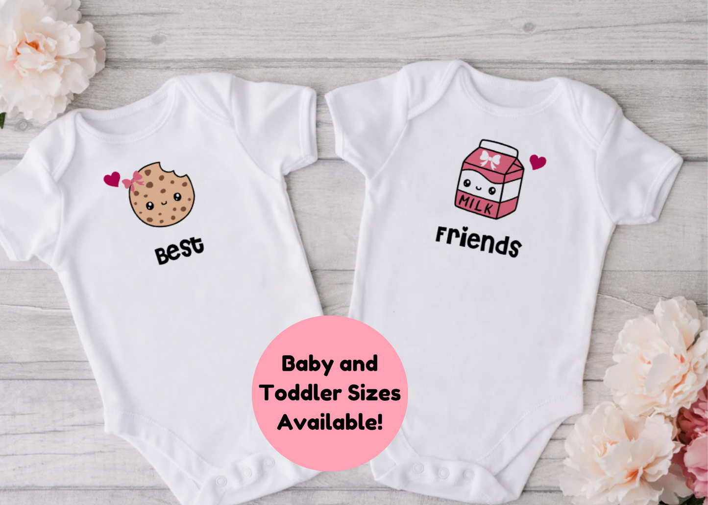 Twin Girls Cookies and Milk Best Friends Set