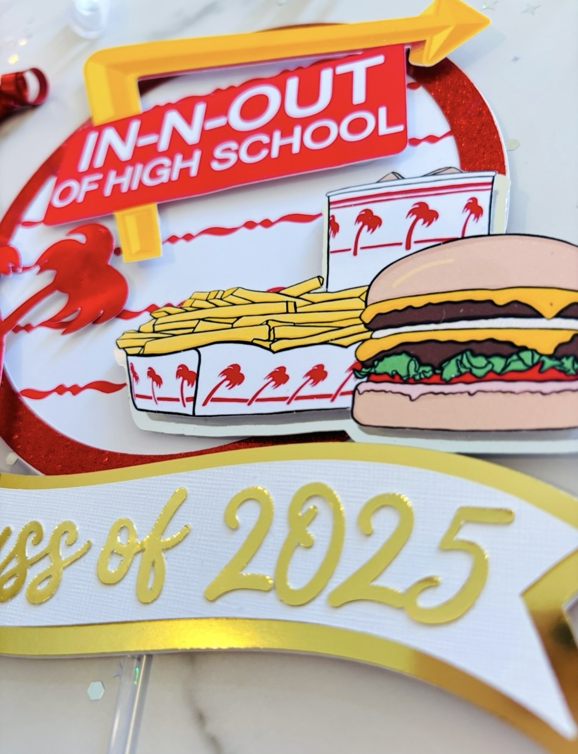 SoCal Graduation Cheeseburger Cake Topper- Class of 2026