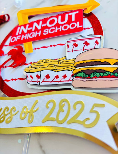 SoCal Graduation Cheeseburger Cake Topper- Class of 2026