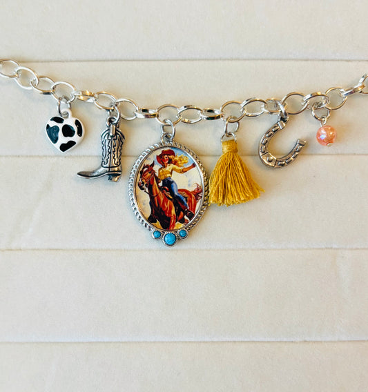 Retro Cowgirl Car Charm