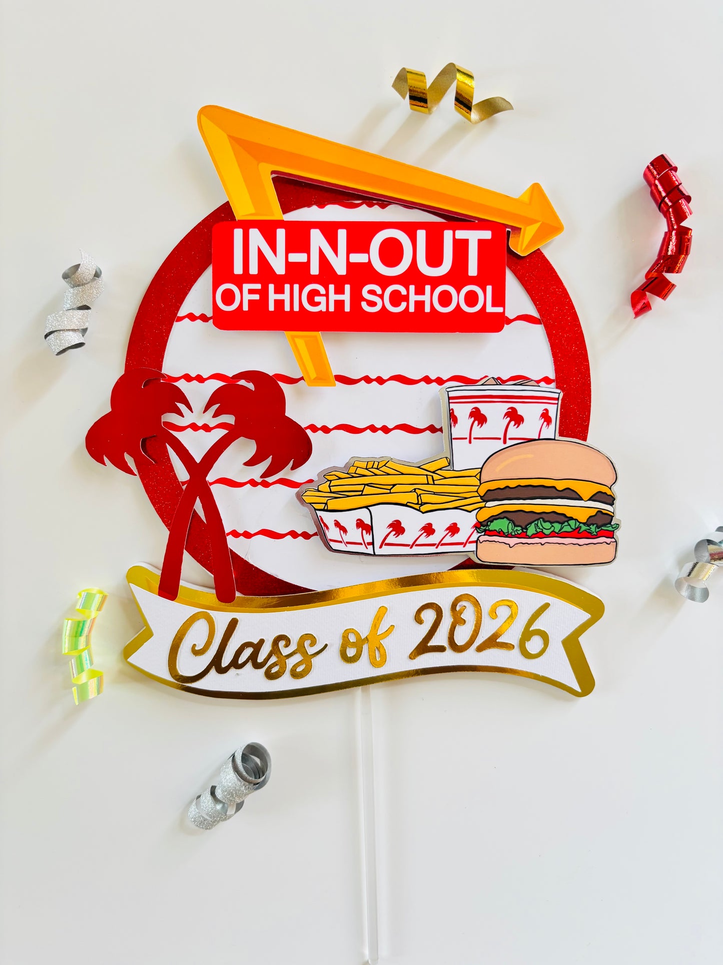 SoCal Graduation Cheeseburger Cake Topper- Class of 2026