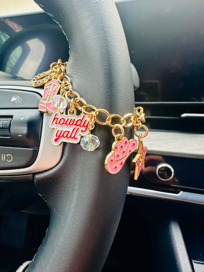 Pink Dolly Cowgirl Car Charm