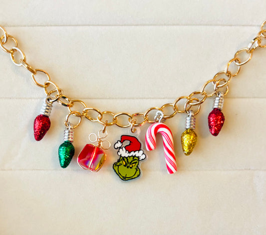 Grumpy Green Villian Car Charm (Red Present)