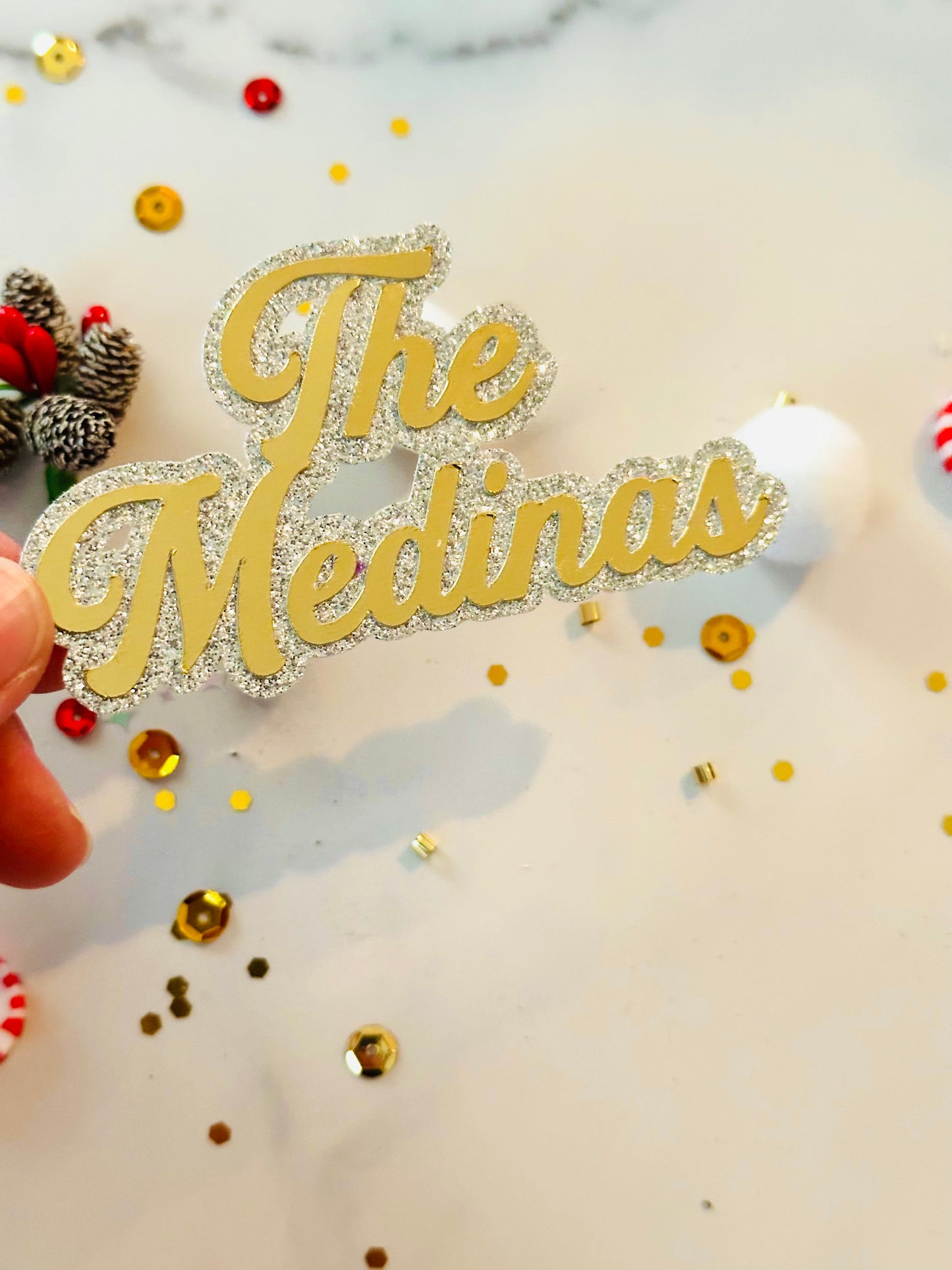 Classic Christmas Family Name Table Confetti *Personalized*