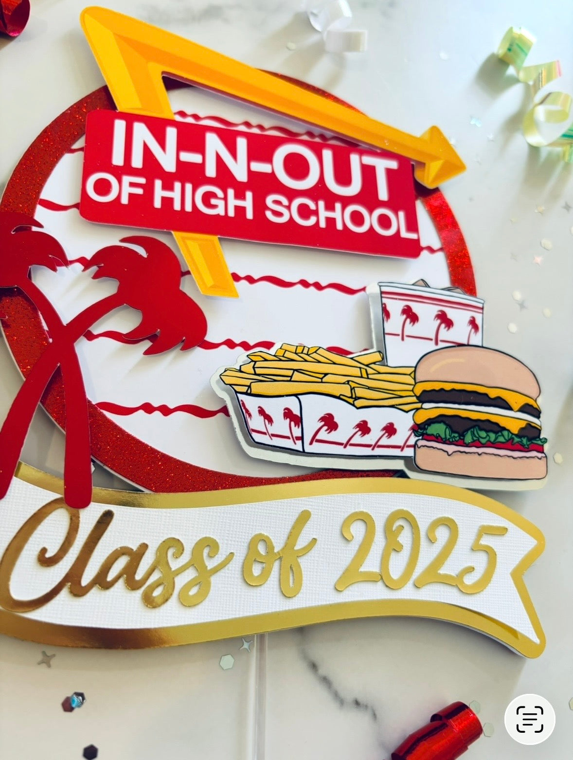 SoCal Graduation Cheeseburger Cake Topper- Class of 2026