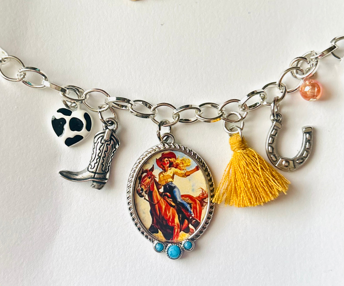 Retro Cowgirl Car Charm