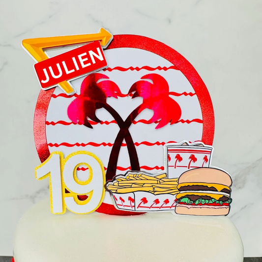 SoCal  Cheeseburger Cake Topper Round