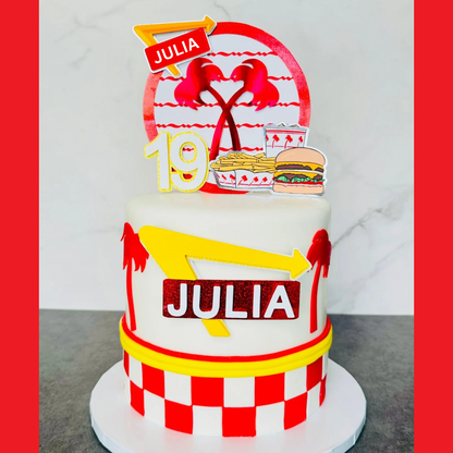 SoCal  Cheeseburger Cake Topper Round