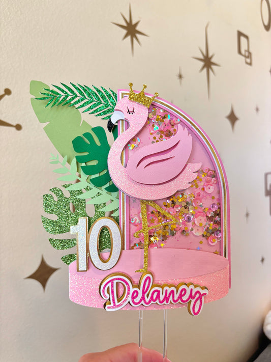 Flamingo Shaker Cake Topper