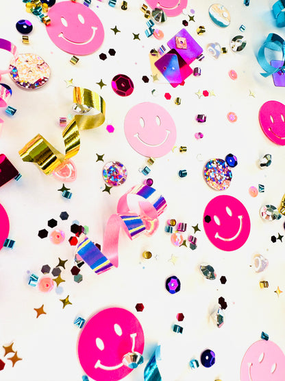 Pink Happy Smiley Confetti