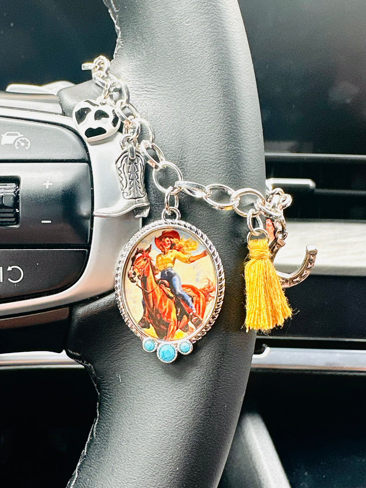 Retro Cowgirl Car Charm