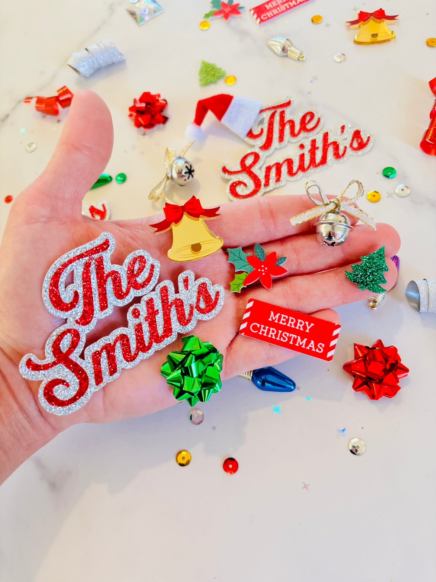 Colorful Christmas Family Name Table Confetti *Personalized*