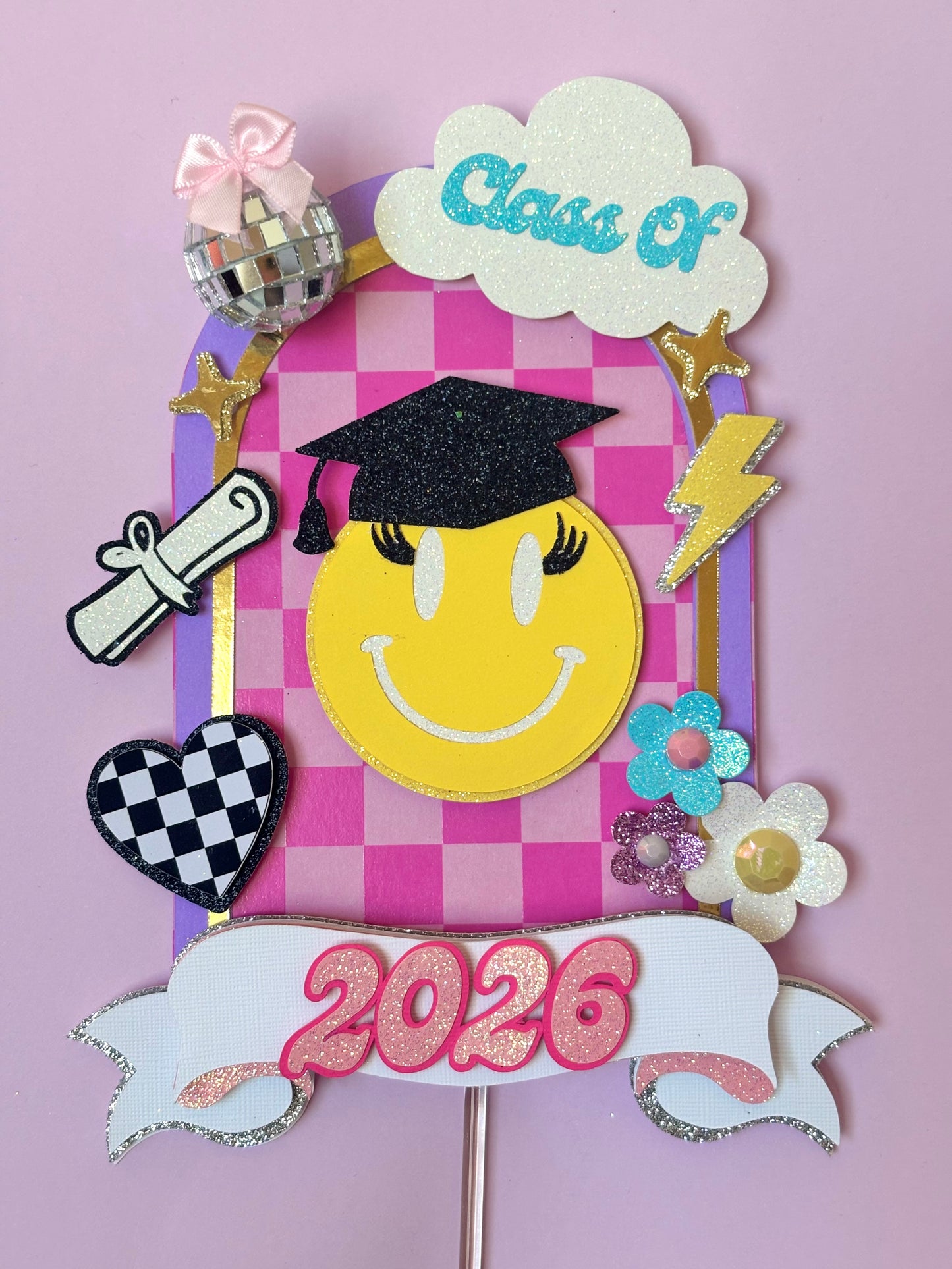 Smiley Graduation 2026 Cake Topper