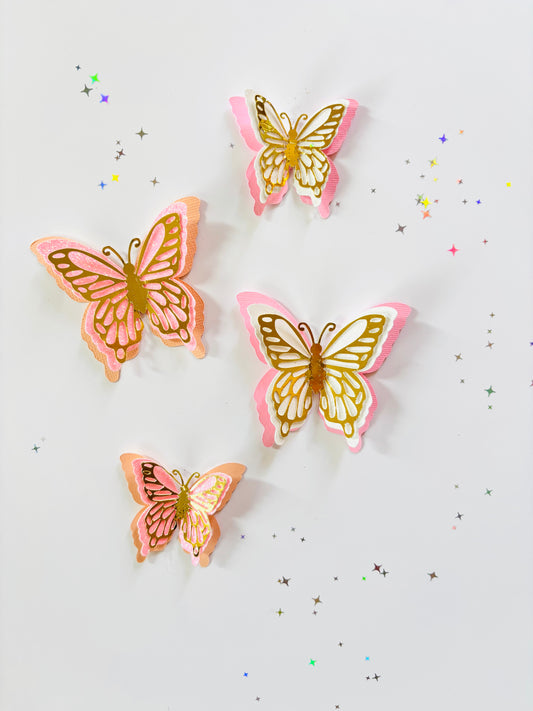 Pink & Peach Handmade 3D Butterfly Cake Charms/Cupcake Toppers (Copy)