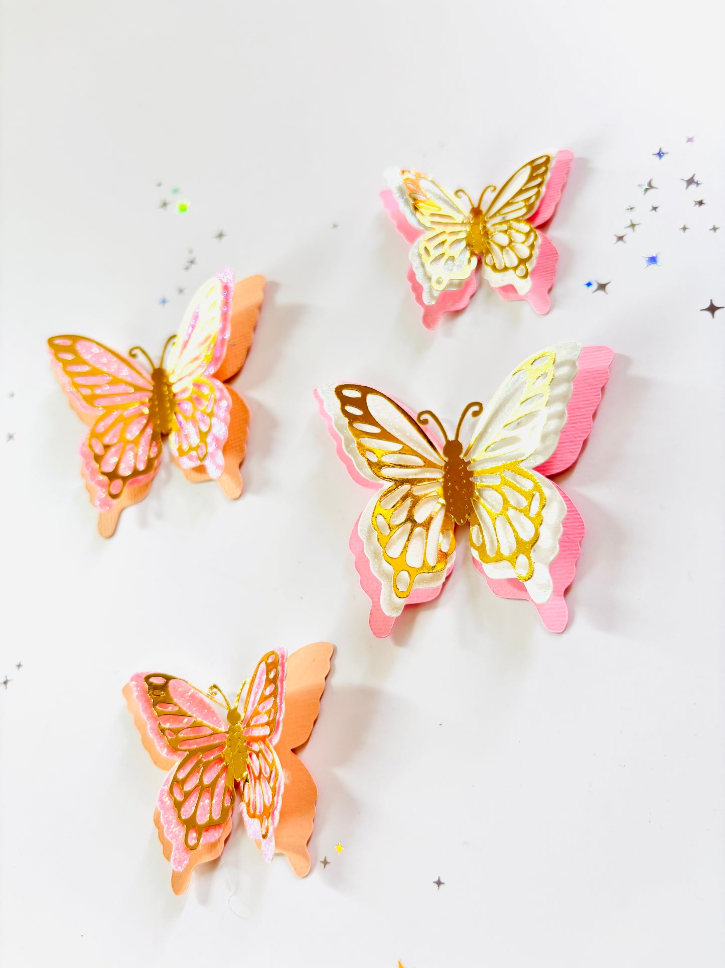 Pink & Peach Handmade 3D Butterfly Cake Charms/Cupcake Toppers