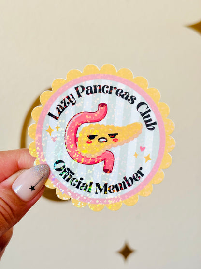 Lazy Pancreas Club Member Sticker * Sparkly*