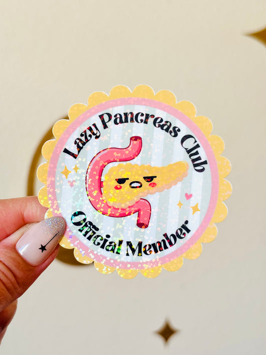 Lazy Pancreas Club Member Sticker * Sparkly*