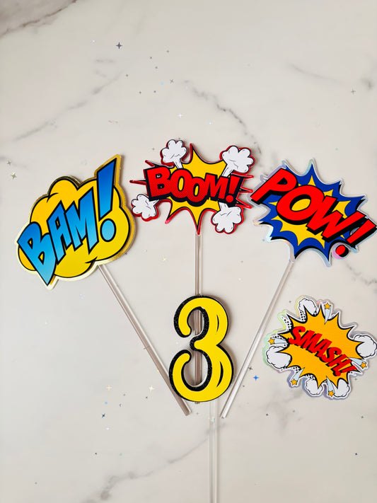 Comic Book Super Hero Cake Toppers