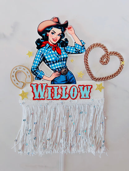 Vintage Cowgirl Cake Topper