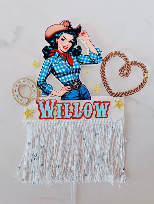 Vintage Cowgirl Cake Topper