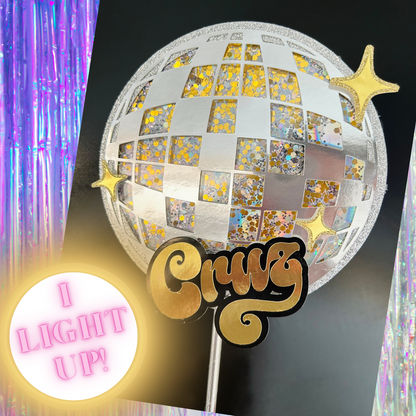 Light Up Disco Ball Shaker Cake Topper - Personalized