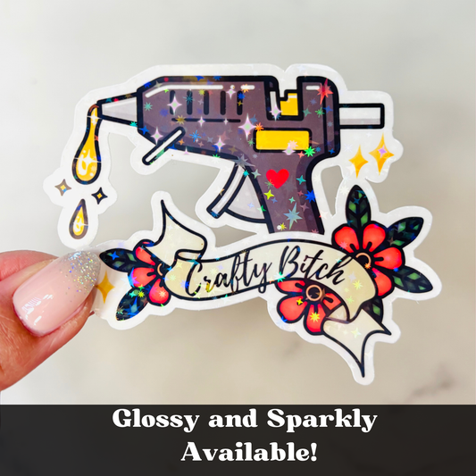 Crafty Bitch Glue Gun Sticker *Black*