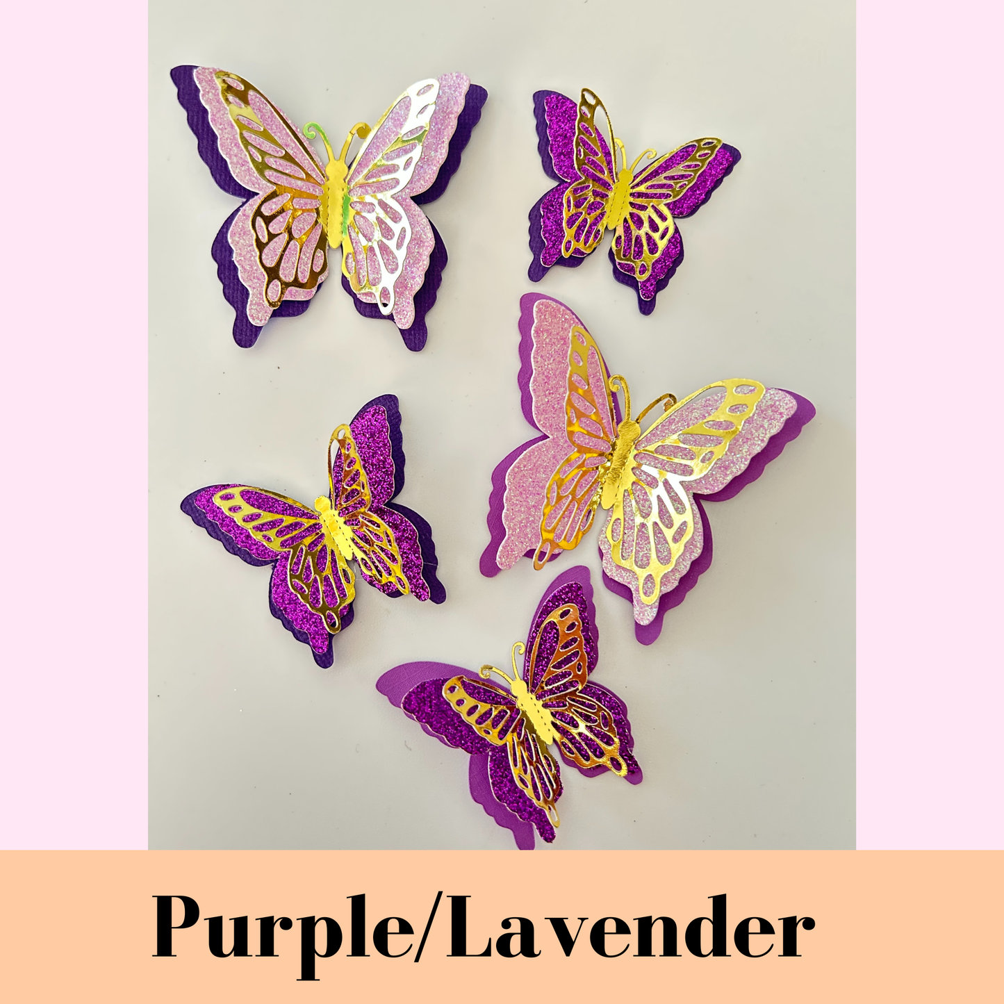 Lavender Handmade 3D Butterfly Cake Charms/Cupcake Toppers
