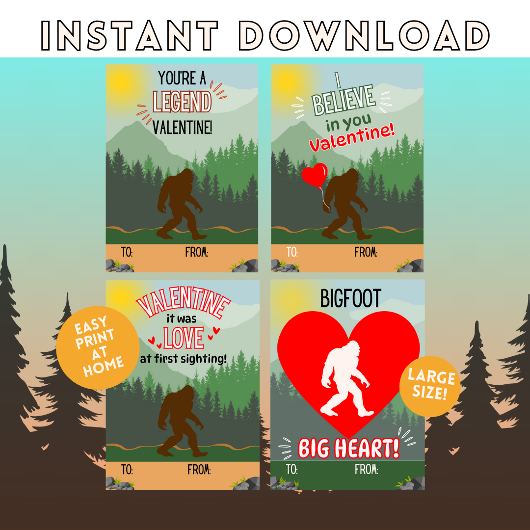 Sasquatch Printable Valentine Cards