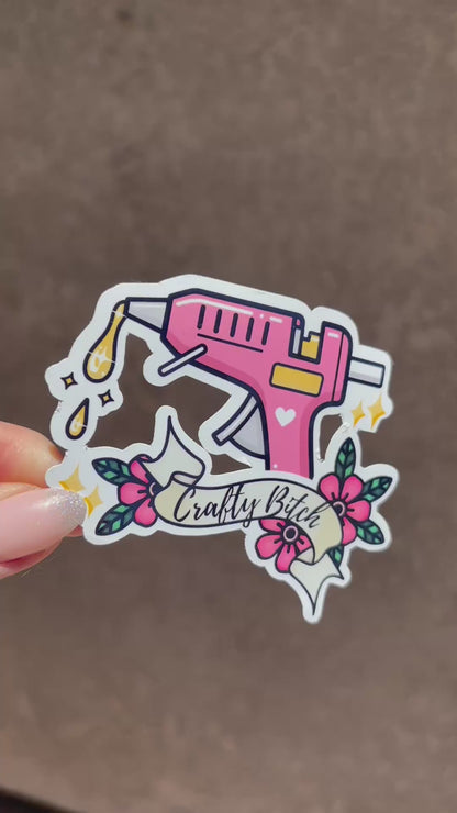 Crafty Bitch Glue Gun Sticker *Pink*