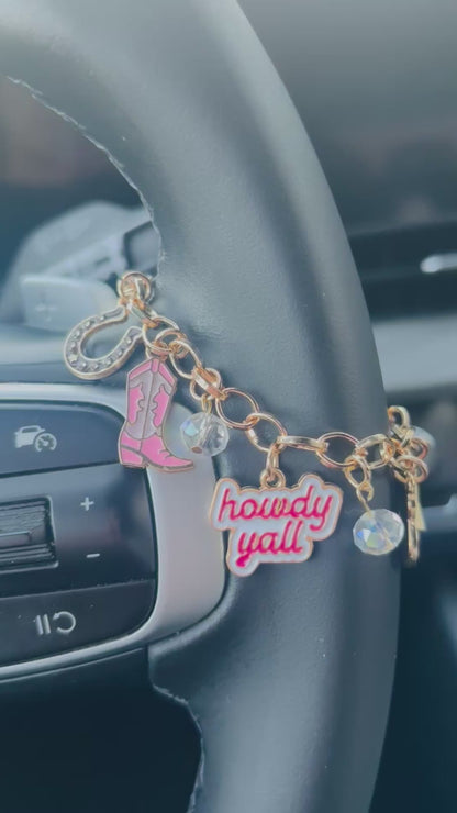 Pink Dolly Cowgirl Car Charm