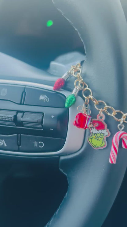 Grumpy Green Villian Car Charm (Red Present)