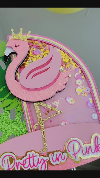 Flamingo Shaker Cake Topper