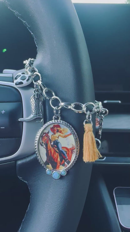 Retro Cowgirl Car Charm