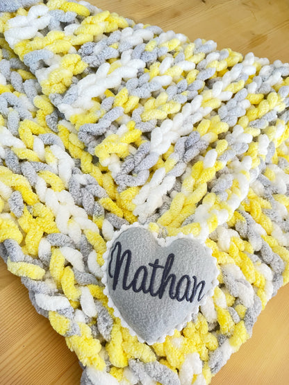 Hand Knit Chenille Baby Blanket