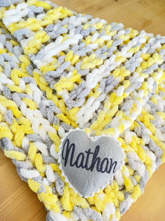 Hand Knit Chenille Baby Blanket