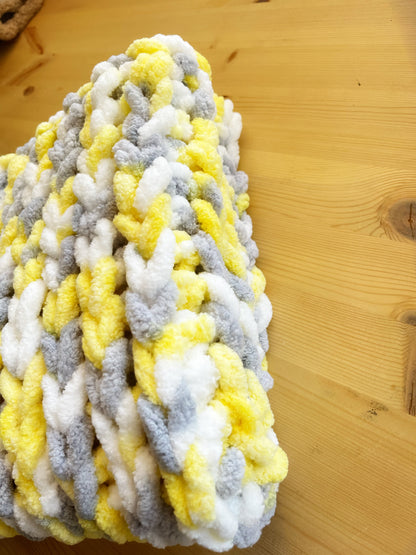 Hand Knit Chenille Baby Blanket