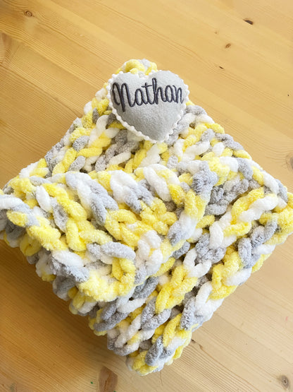 Hand Knit Chenille Baby Blanket