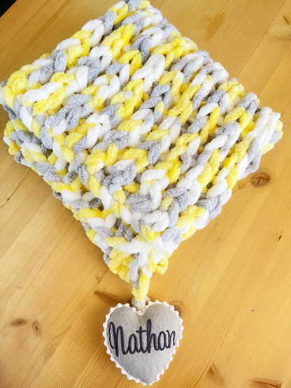 Hand Knit Chenille Baby Blanket