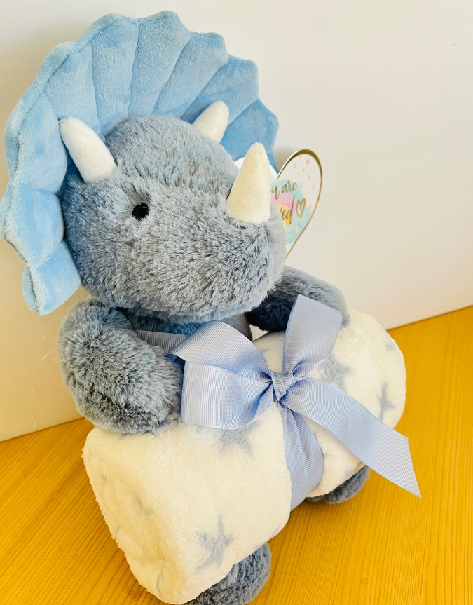 Dino Triceratops Plush and Blanket Gift Set